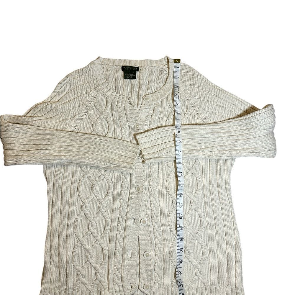 Womens Vintage Great Northwest Button Up Cable Knit Sweater 100% Cottton Size L - Picture 4 of 6